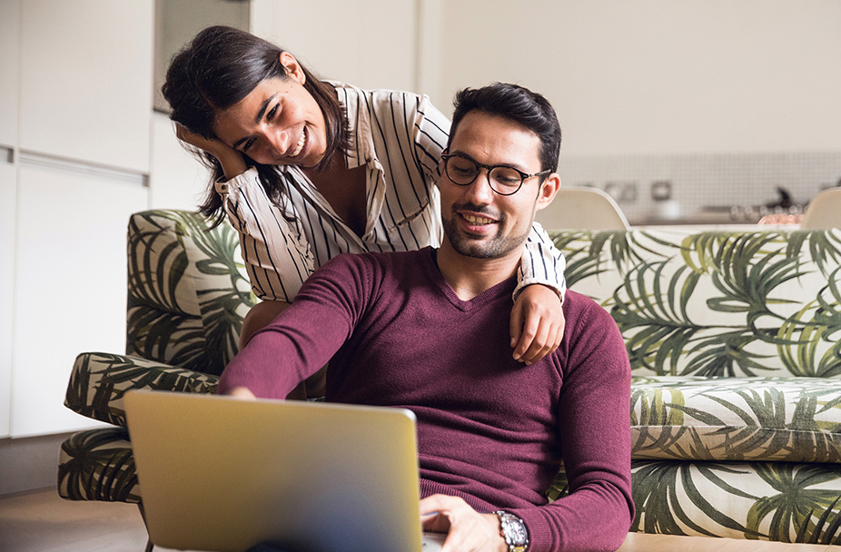 Latino couple enjoying reliable internet