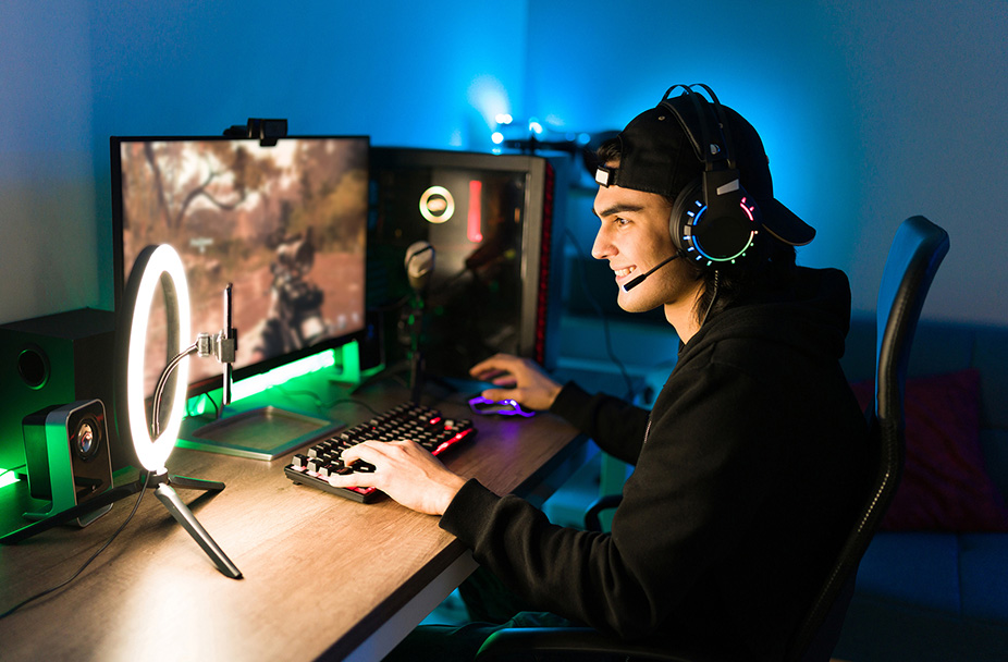 Latino teen gaming